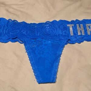 Blue Lace Thong
